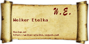 Welker Etelka névjegykártya